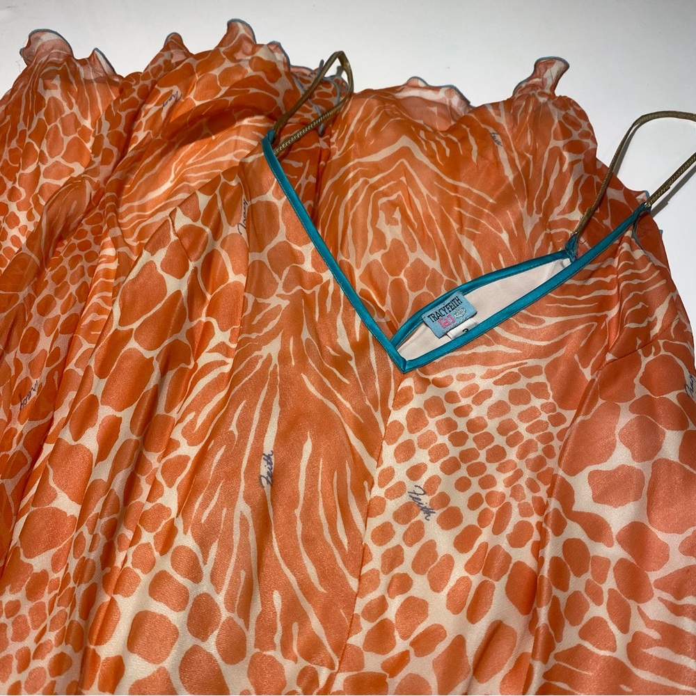 Vintage Tracey Feith Glam Silk Animal Print Maxi Dress Wedding Guest